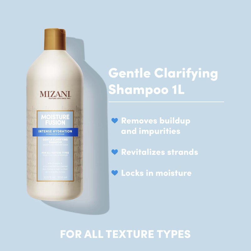 Mizani Moisture Fusion Gentle Clarifying Shampoo - Cleanses Hair to Remove Buildup, With Charcoal, For Curly Hair, 33.8 Fl Oz - Image 2